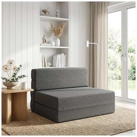 Divano Letto Pieghevole Grigio Chiaro 70 x 72 x 60 cm Tessuto - Foto 2