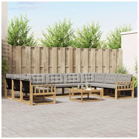 Set di divani da esterno 10 pcs Bianco e Grigio Chiaro - Foto 2