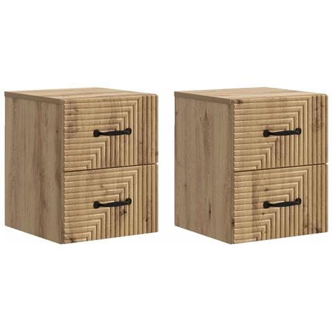 Mobiletto da notte a muro con cassetto 2 pcs Rovere Artigianale - Foto 1