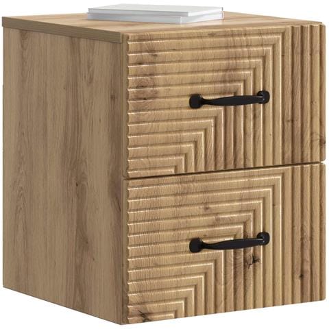 Mobiletto da notte a muro con cassetto 2 pcs Rovere Artigianale - Foto 2