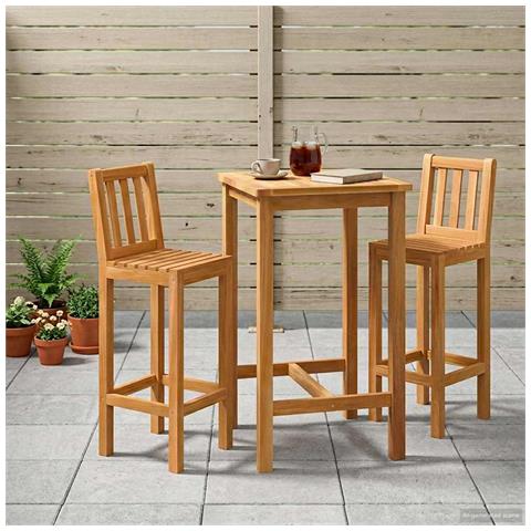 Set Bar da Esterno 3 pcs Non trattato Legno di teak solido - Foto 2