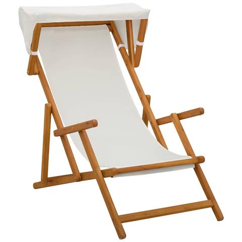 Lettino 2 pcs 3 Posizione Legno di Eucalipto Massello Crema - Foto 10