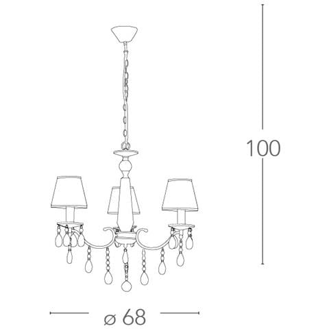 I-BOEME / 3 - Lampadario cromato con bracci decorati da cristalli 40 watt E14 - Foto 6