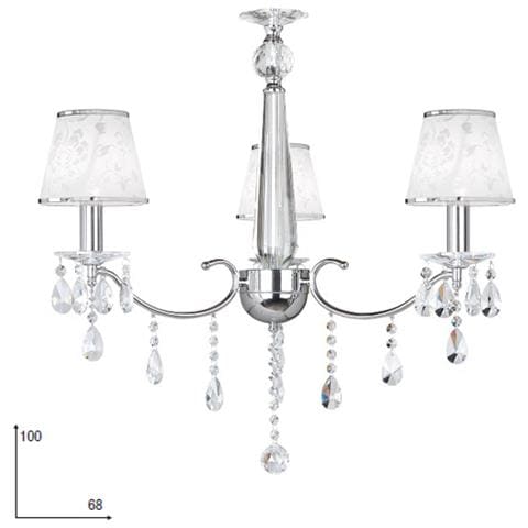 I-BOEME / 3 - Lampadario cromato con bracci decorati da cristalli 40 watt E14 - Foto 1