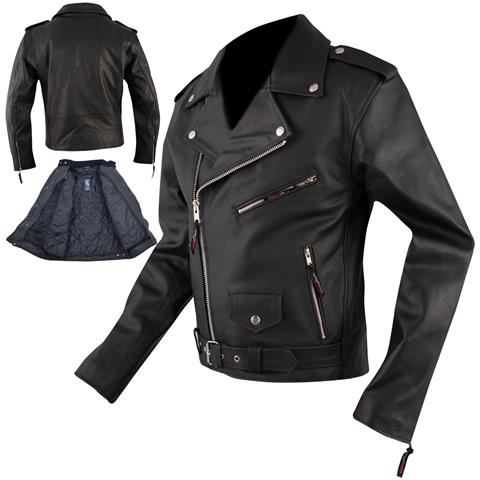 Giacca Pelle Custom Vintage Retrò Moto Chiodo Classico American Pro Nero Xl - Foto 1
