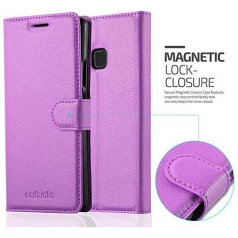 Custodia Compatibile Con Huawei P9 Lite In Violetta Ametista - Coperchio Protettiva Con Chiusura Magnetica, Funzione Stand E Tasca Per Le Carte - Foto 5