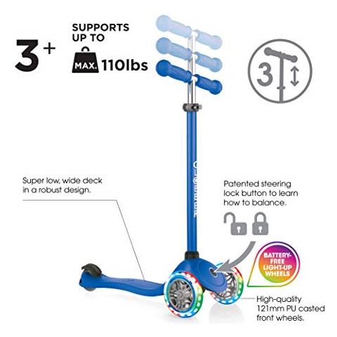 Bambini Primo Con Light Up Wheels Scooter, Bambino, Primo With Light Up Wheels, Navy Blue - Foto 3