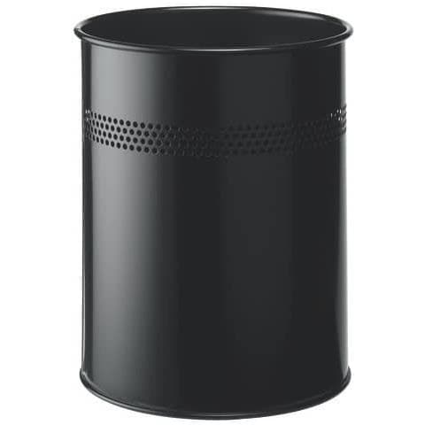 Cestino Gettacarte Cilindrico Con Superficie Perforata Acciaio 15 L Nero - 330001 - Foto 1