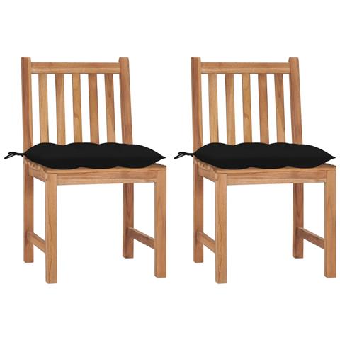 Sedie Da Giardino 2 Pz Con Cuscini In Legno Massello Di Teak - Foto 1
