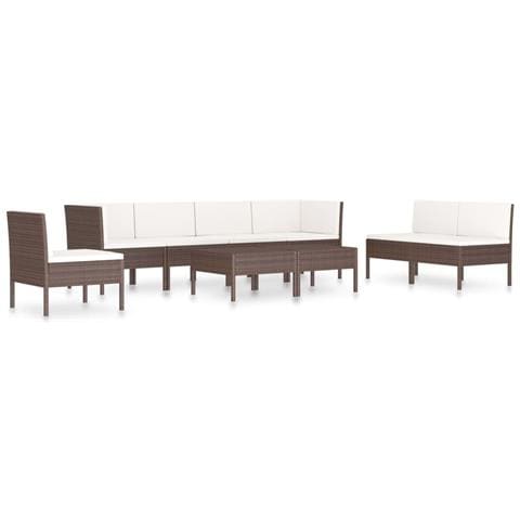 Set Divani da Giardino 9 pz con Cuscini in Polyrattan Marrone - Foto 1