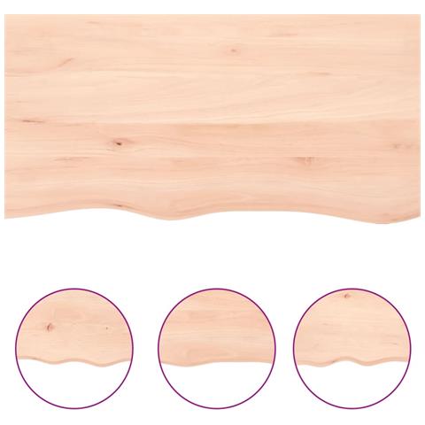 Piano Bagno 80x60x (2-4) cm in Legno Massello Non Trattato - Foto 7