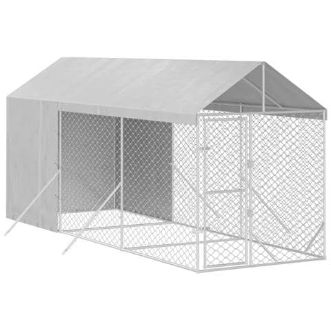 Cuccia Cani Da Esterno Tetto Argento 2x6x2,5 M Acciaio Zincato - Foto 2