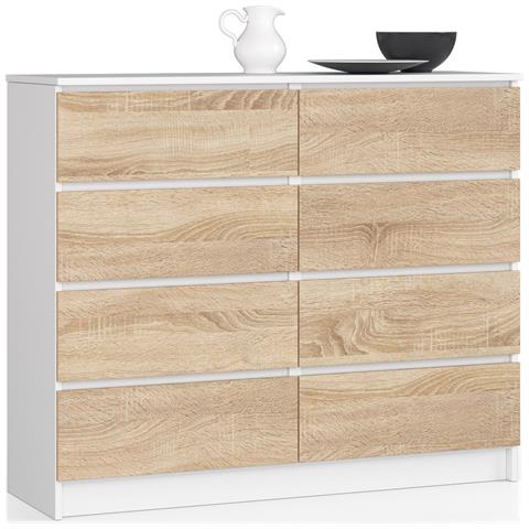 Cassettiera K120, 8 cassetti, 120x40x99 cm, Colore Bianco e Sonoma Quercia - Foto 1