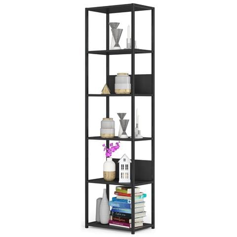 Scaffale stile loft con ripiani in legno, 6 ripiani, 50x32x192 cm, Colore Nero - Foto 2