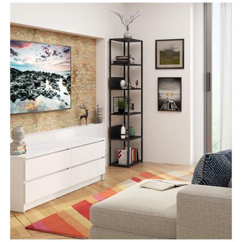 Scaffale stile loft con ripiani in legno, 6 ripiani, 50x32x192 cm, Colore Nero - Foto 8