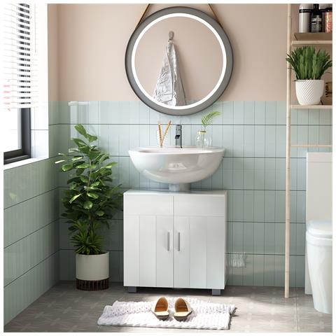 Mobile Sotto Lavabo Bagno A U Con 2 Ante E Ripiano Interno Regolabile, 60x30x60cm - Foto 6