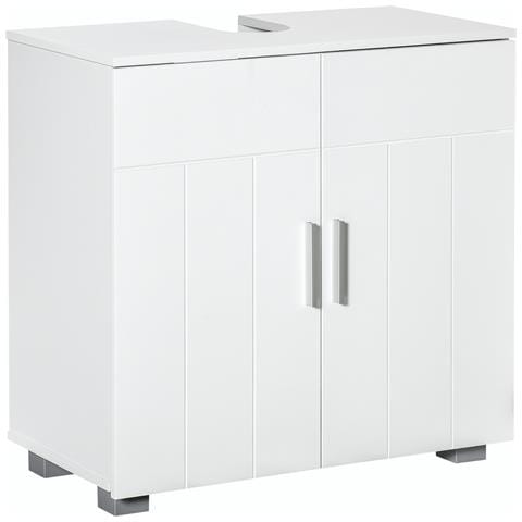 Mobile Sotto Lavabo Bagno A U Con 2 Ante E Ripiano Interno Regolabile, 60x30x60cm - Foto 1
