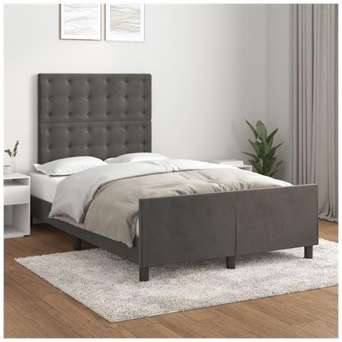 Giroletto Con Testiera Grigio Scuro 120x190 Cm In Velluto - Foto 1