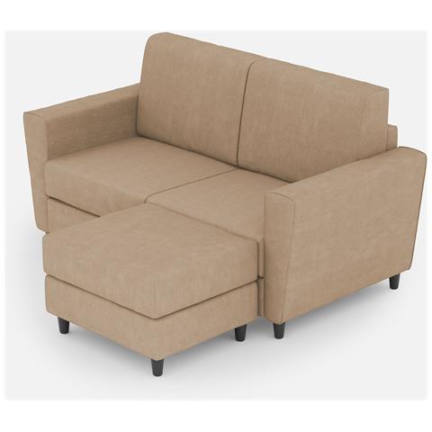 Divano Yasel 2 Posti Medio (due Sedute Da 70cm) + Pouf Misure Esterne L. 172 P. 145 Colore Beige - Foto 1