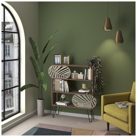 Libreria 3 Ripiani Illia Noce Nero 94x25x117 Mt190511 - Foto 1