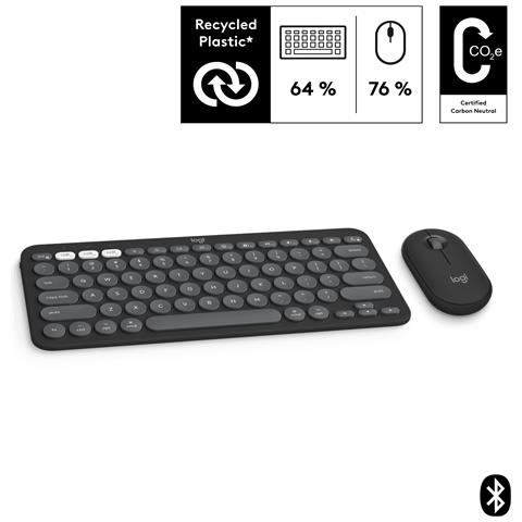 Pebble 2 Combo for Mac tastiera Mouse incluso Universale RF senza fili + Bluetooth AZERTY Francese Grafite - Foto 2