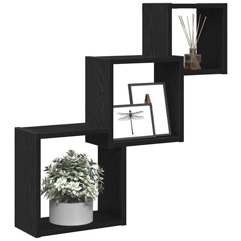Mensole a Cubo Parete Rovere Nero 68x15x68 cm Legno Multistrato - Foto 9