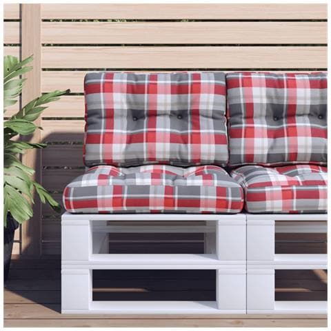 Cuscino Per Pallet A Quadri Rossi 50x40x12 Cm In Tessuto - Foto 1