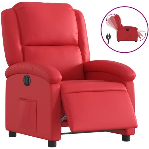 Poltrona Reclinabile Elettrica Rossa In Similpelle - Foto 2