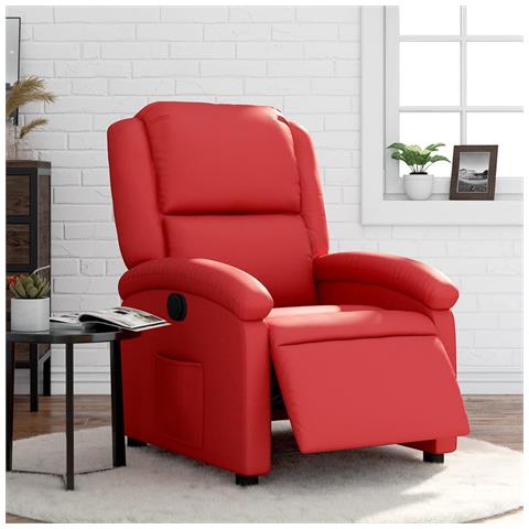 Poltrona Reclinabile Elettrica Rossa In Similpelle - Foto 1