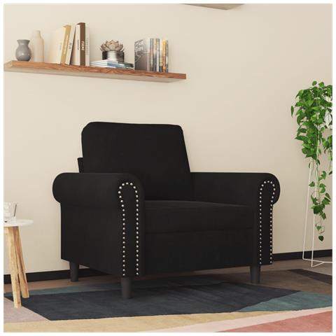 Poltrona Nero 60 Cm Velluto - Foto 3