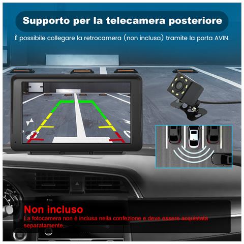 Carplay Auto, 7 Pollici Autoradio Portatile Con Carplay Wireless E Android Auto, Ips Touchscreen Aux Bluetooth Siri - Foto 2