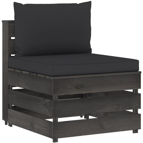 Lusso Casadino -  Divano Centrale Modulare Con Cuscini In Legno Impregnato Grigio - Foto 2