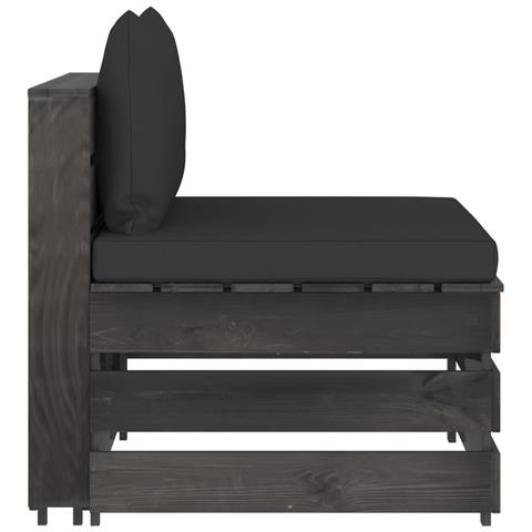 Lusso Casadino -  Divano Centrale Modulare Con Cuscini In Legno Impregnato Grigio - Foto 1