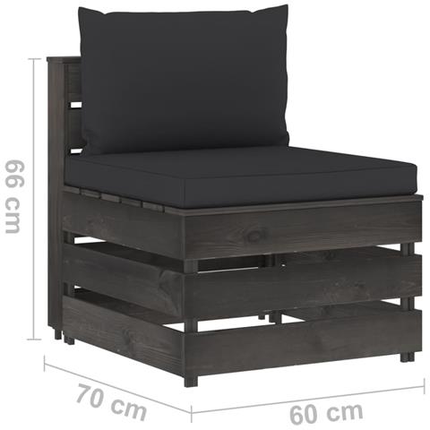 Lusso Casadino -  Divano Centrale Modulare Con Cuscini In Legno Impregnato Grigio - Foto 6