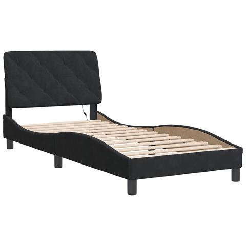 Lusso Casadino - Giroletto Con Led Senza Materasso Nero 90x200 Cm In Velluto - Foto 2