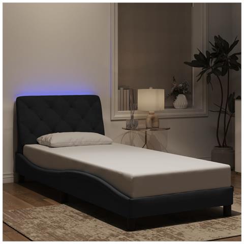 Lusso Casadino - Giroletto Con Led Senza Materasso Nero 90x200 Cm In Velluto - Foto 8