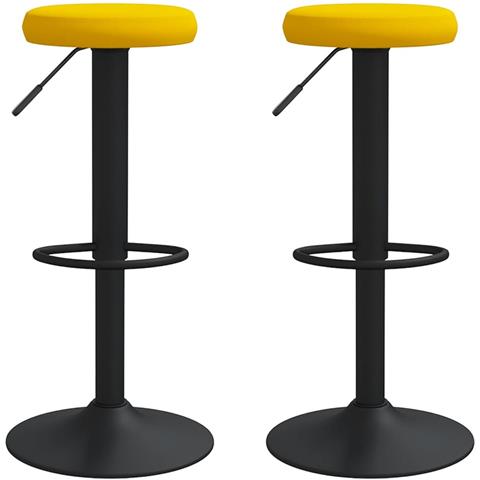 Sgabelli Da Bar 2 Pz Giallo Senape In Velluto - Foto 1