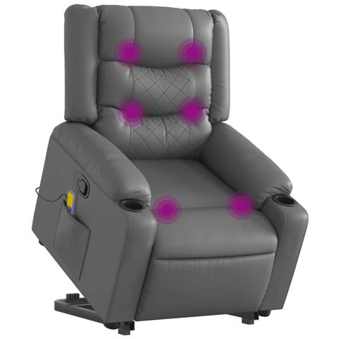 Lusso Casadino -  Poltrona Alzapersona Reclinabile Massaggio Grigio Similpelle - Foto 2