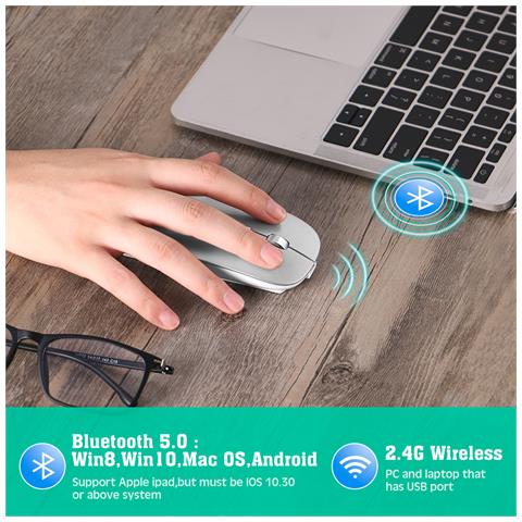 Mouse Wireless Bluetooth Dual Mode Per L'uso Multi-dispositivo Silver - Foto 7