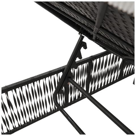 Lettino Prendisole con Cuscino Nero in Polyrattan - Foto 9