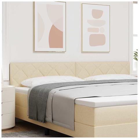 Testiera Design a Blocchi di Diamante Panna 200 cm Tessuto - Foto 2