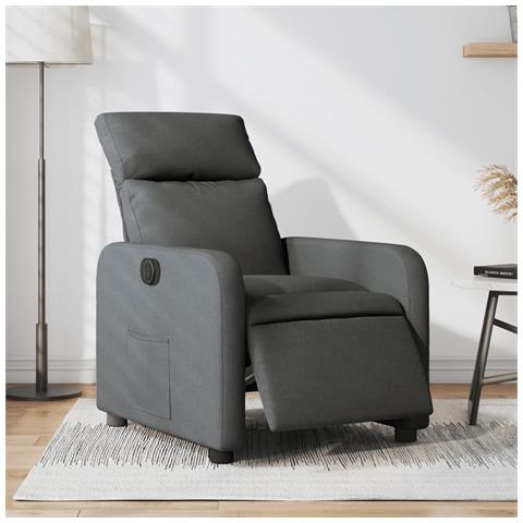 Poltrona Elettrica Reclinabile Grigio Scuro in Tessuto - Foto 2