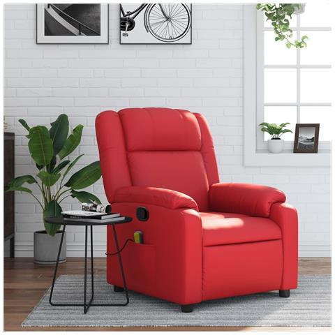 Poltrona Massaggiante Reclinabile Rossa in Similpelle - Foto 2