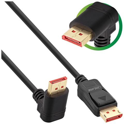 Cavo DisplayPort 1.4, 8K4K, angolato verso l'alto, nero /oro, 3m - Foto 1