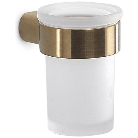 Portaspazzolini Da Muro In Ottone E Cromall Pi10 Serie Pirenei Oro Matt - Foto 1