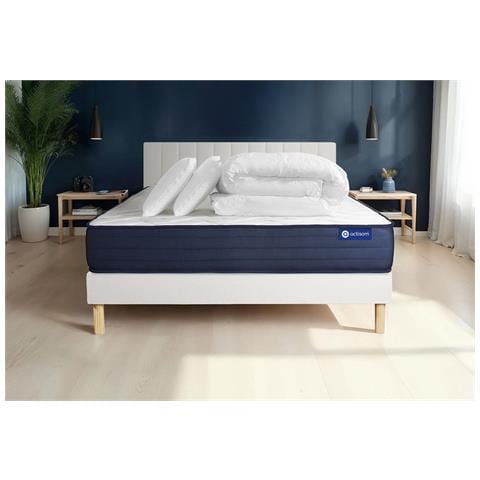 Pacchetto Letto Completo - Materasso 140x200cm + Box Spring Con Doghe (kit) + 2 Cuscini + Piumino - Actimemo Life - Foto 1
