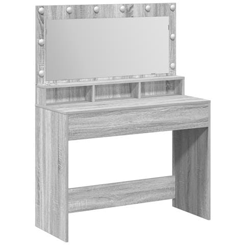 Tavolo da Trucco con Luci LED Grigio Sonoma 100x41x135 cm - Foto 1