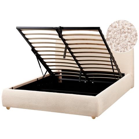 Letto Contenitore Bouclé Blagnac 140 X 200 Cm Beige Chiaro - Foto 2