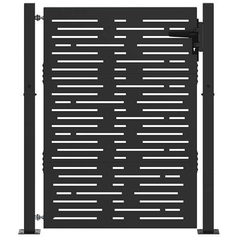 Cancello da giardino, Cancello da Giardino 105x75 cm Design Quadrato in Acciaio Corten - Foto 1