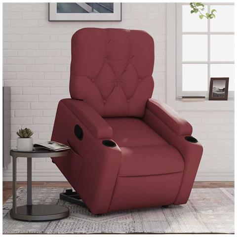 Poltrona Alzapersona Reclinabile Rosso Vino in Similpelle - Foto 2
